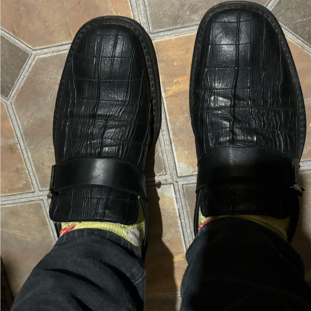 Vintage Alberto Guardian Black Textured Men's Loafers - Picture 2 of 10